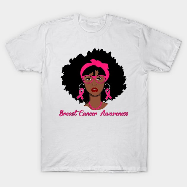 Breast Cancer Black Girl T-Shirt by Fowlerbg